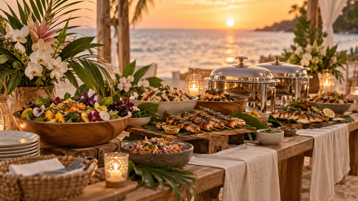Wedding buffet by the beach